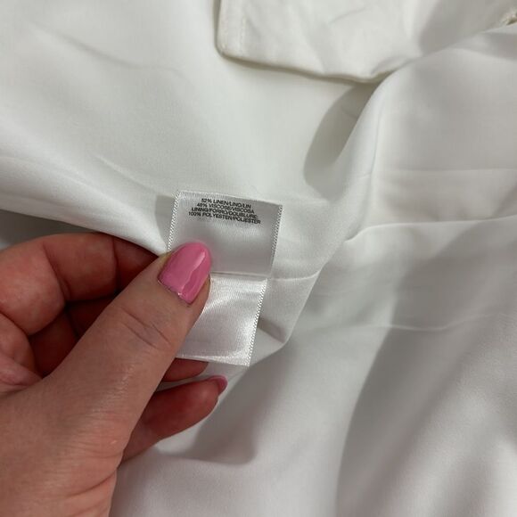 Kasper White Pocketed Faux-double-breasted Open Cuffed Sleeve Jacke Size 12 - Picture 8 of 11